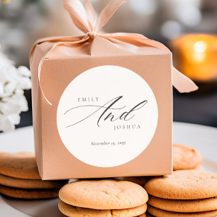 Moderne, elegante Script-Hochzeit Runder Aufkleber