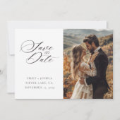 Moderne, elegante Script-Hochzeit Save The Date (Vorderseite)