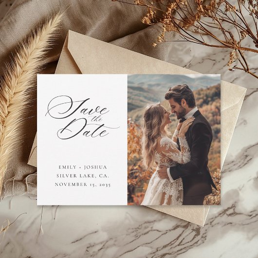 Moderne, elegante Script-Hochzeit Save The Date