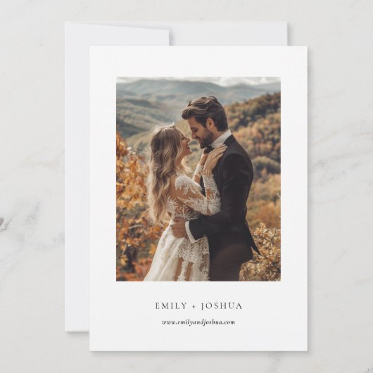 Moderne, elegante Script-Hochzeit Save The Date (Rückseite)