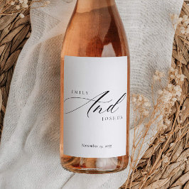 Moderne, elegante Script-Hochzeit Weinetikett