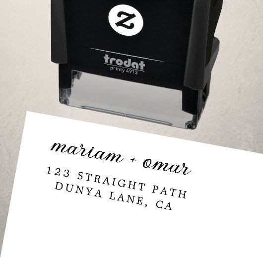 Moderne, elegante Script-Hochzeitsskripte-Rücksend Permastempel