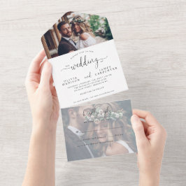 Moderne, elegante Script-Kalligraphie 2 Foto Hochz All In One Einladung