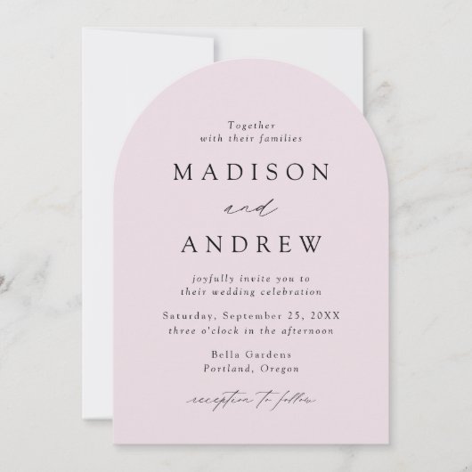 Moderne, elegante Script Lavender Arch Wedding Einladung (Vorderseite)