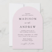 Moderne, elegante Script Lavender Foto Arch Weddin Einladung (Vorderseite)