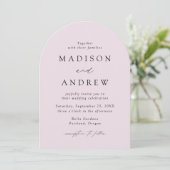 Moderne, elegante Script Lavender Foto Arch Weddin Einladung (Stehend Vorderseite)