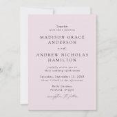 Moderne, elegante Script Lavender Wedding Einladung (Vorderseite)