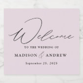 Moderne, elegante Script Lavender Wedding Schaumweinetikett (Einzelnes Label)