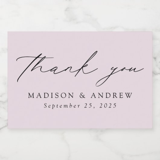 Moderne elegante Script Lavender Wedding Vielen Da Schaumweinetikett (Einzelnes Label)