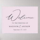 Moderne, elegante Script Lavender Wedding Willkomm Poster (Vorne)