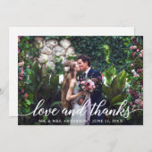 Moderne, elegante Script-Liebe dank Wedding Foto Dankeskarte (Vorne/Hinten)