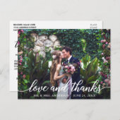 Moderne, elegante Script-Liebe dank Wedding Foto Postkarte (Vorne/Hinten)