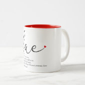 Moderne, elegante Script-Liebe Herzstück-Definitio Zweifarbige Tasse (VorderseiteRechts)