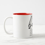 Moderne, elegante Script-Liebe Herzstück-Definitio Zweifarbige Tasse (Links)