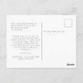 Moderne, elegante Script Minimal 3 Foto Babydusche Postkarte (Rückseite)