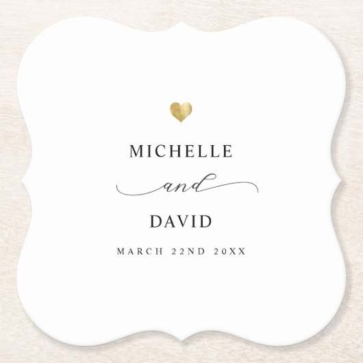 Moderne, elegante Script-Minimal-Gold-Gastgeschenk Untersetzer (Vorderseite)
