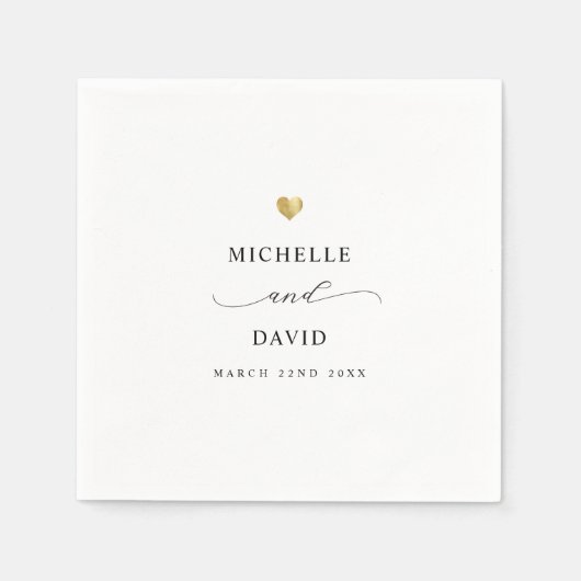 Moderne, elegante Script Minimal Gold Wedding Serviette (Vorderseite)