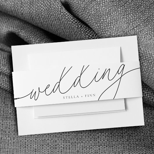 Moderne, elegante Script-Minimalistische Hochzeit Einladungsbanderole