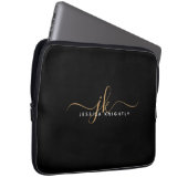 Moderne elegante Script Monogram Initials Black Go Laptopschutzhülle (Vorne Rechts)