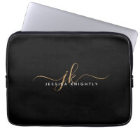 Moderne elegante Script Monogram Initials Black Go
