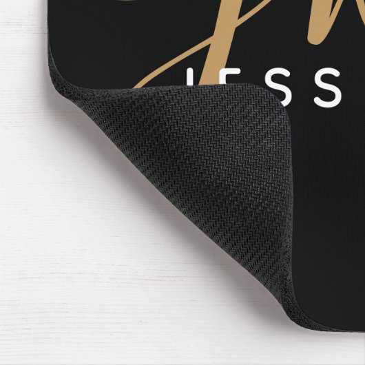 Moderne elegante Script Monogram Initials Black Go Mousepad (Ecke)