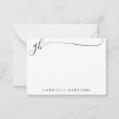 Moderne elegante Script Monogram Initials Black Mitteilungskarte (Vorderseite)