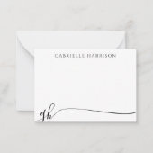 Moderne elegante Script Monogram Initials Black Mitteilungskarte (Vorderseite)