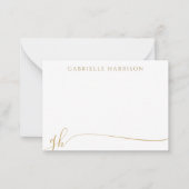 Moderne elegante Script Monogram-Initials Gold Mitteilungskarte (Vorderseite)