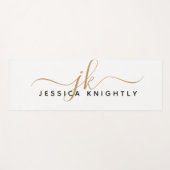 Moderne elegante Script Monogram Initials White Go Yogamatte (Vorderseite (Horizontal))