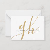 Moderne elegante Script Monogram Name Black Gold Mitteilungskarte (Vorderseite)