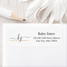 Moderne elegante Script Monogram-Rücksendeadresse