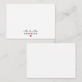 Moderne, elegante Script Mr & Mrs Wedding Minimali Mitteilungskarte (Vorne/Hinten)