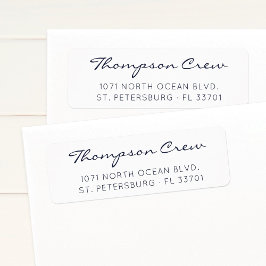 Moderne, elegante Script Navy Blue Rücksendeadress