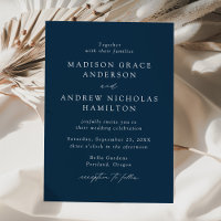 Moderne, elegante Script-Navy-Hochzeit