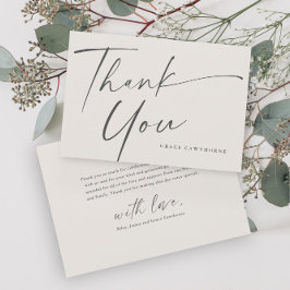 Moderne elegante Script-neutrale Taufe Dankeskarte