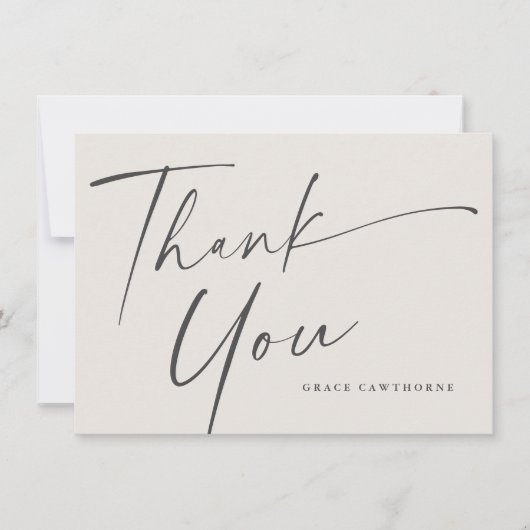 Moderne elegante Script-neutrale Taufe Dankeskarte (Vorderseite)