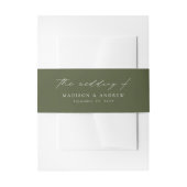 Moderne, elegante Script Olive Green Wedding Einladungsbanderole (Vorderseite Beispiel)