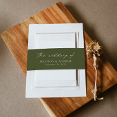 Moderne, elegante Script Olive Green Wedding Einladungsbanderole