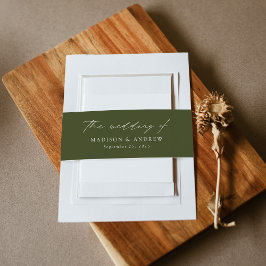 Moderne, elegante Script Olive Green Wedding Einladungsbanderole