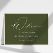 Moderne elegante Script Olive Green Wedding Willko Poster