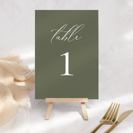 Moderne, elegante Script Olive Wedding Tischnummer