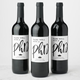Moderne, elegante Script PhD Graduate Congratulati Weinetikett