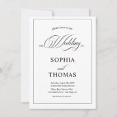 Moderne, elegante Script QR Code Foto Hochzeit Einladung (Vorderseite)