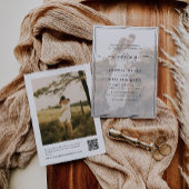 Moderne, elegante Script QR Code Foto Hochzeit Einladung