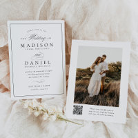 Moderne, elegante Script QR Code Foto Hochzeit