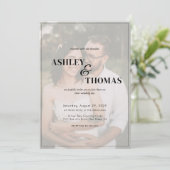 Moderne elegante Script QR Code Foto UAWG Hochzeit Einladung (Stehend Vorderseite)