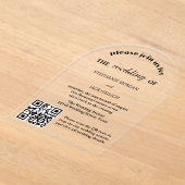 Moderne elegante Script QR Code Hochzeit Acryleinladungen (Ablage )