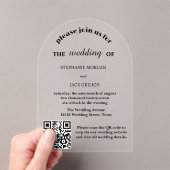 Moderne elegante Script QR Code Hochzeit Acryleinladungen (Insitu (Handheld))