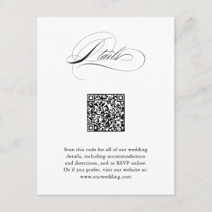 Moderne elegante Script QR Code Hochzeitdetails Begleitkarte