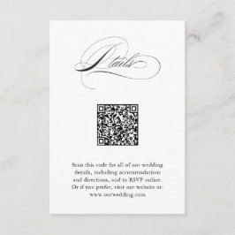 Moderne elegante Script QR Code Hochzeitdetails Begleitkarte
